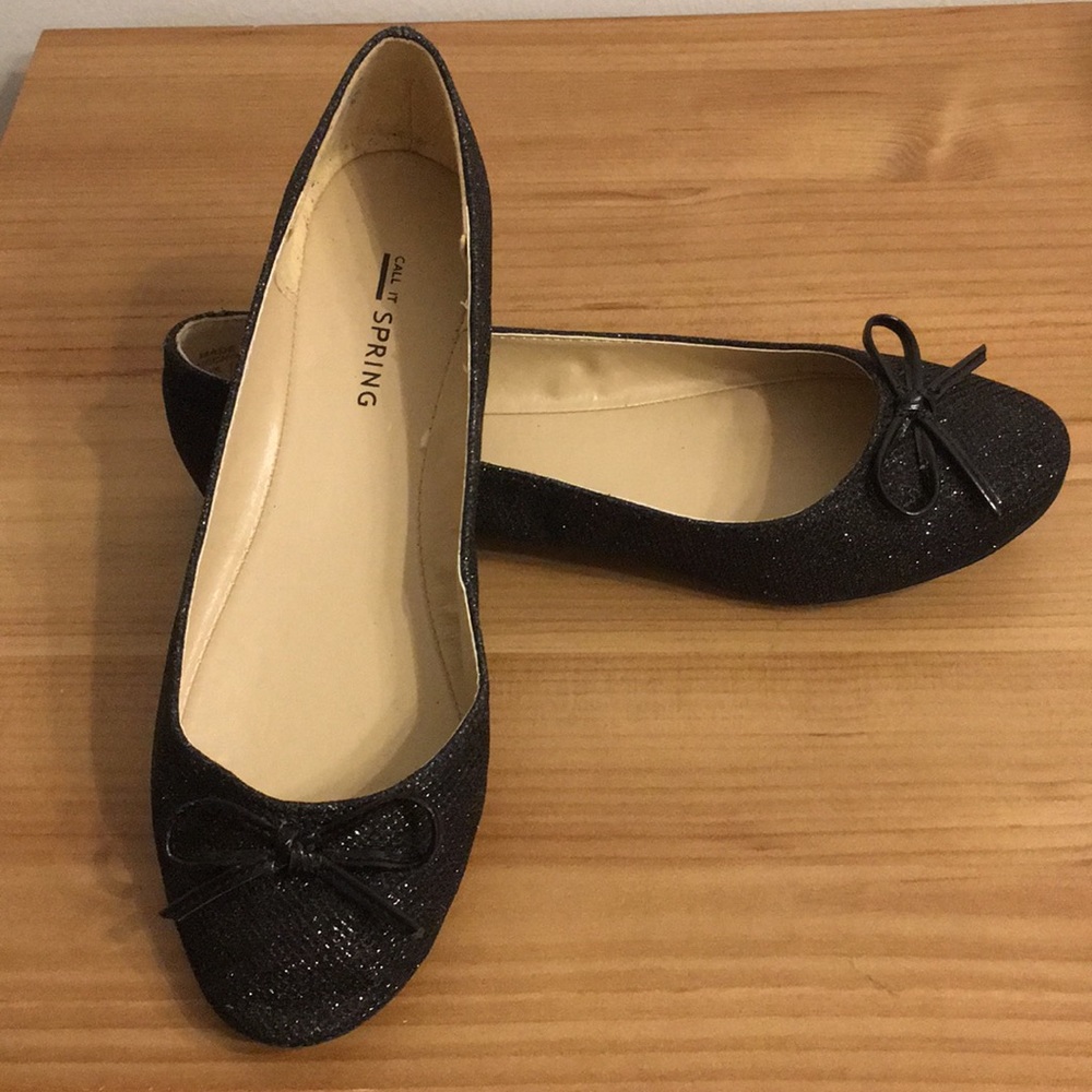Black Glitter Flats ~ New Without Tags Sz 7 - 7.5